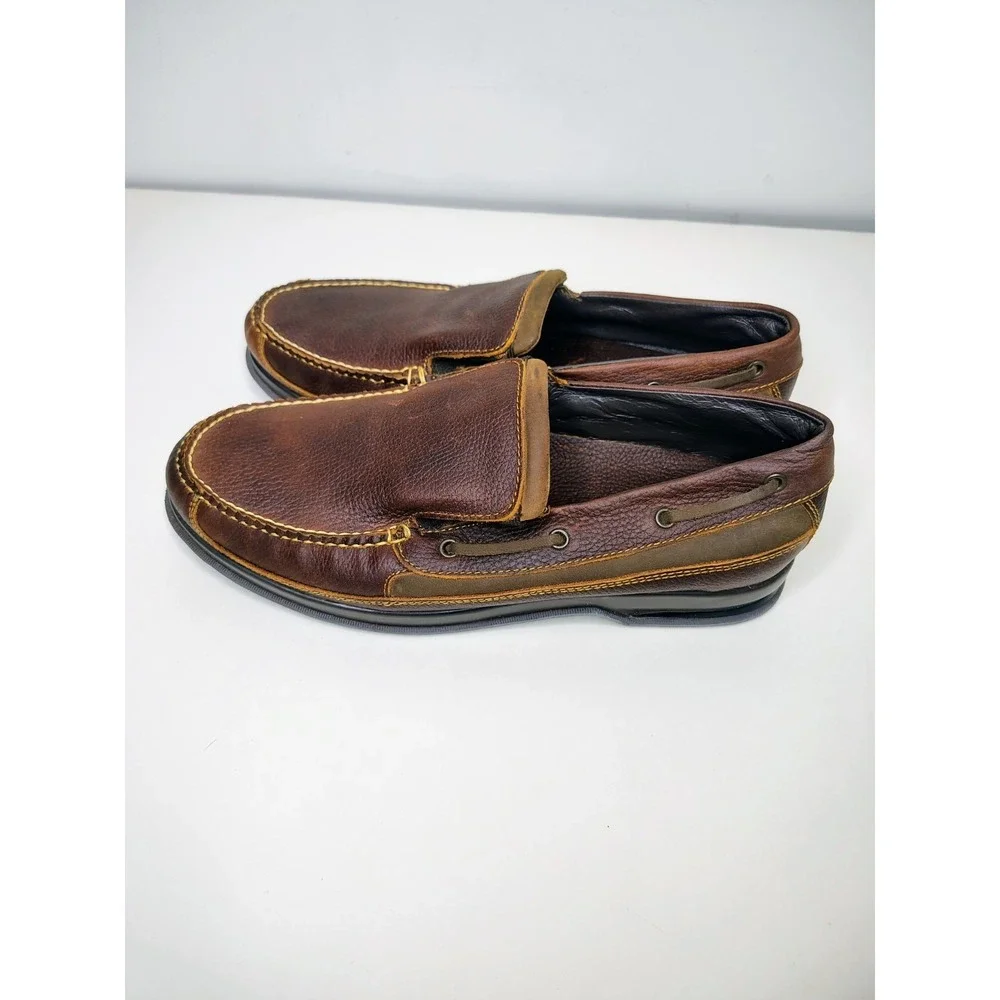 Hitchcock Boat Moccasin Mens Size 13 3E Brown Leather Slip On